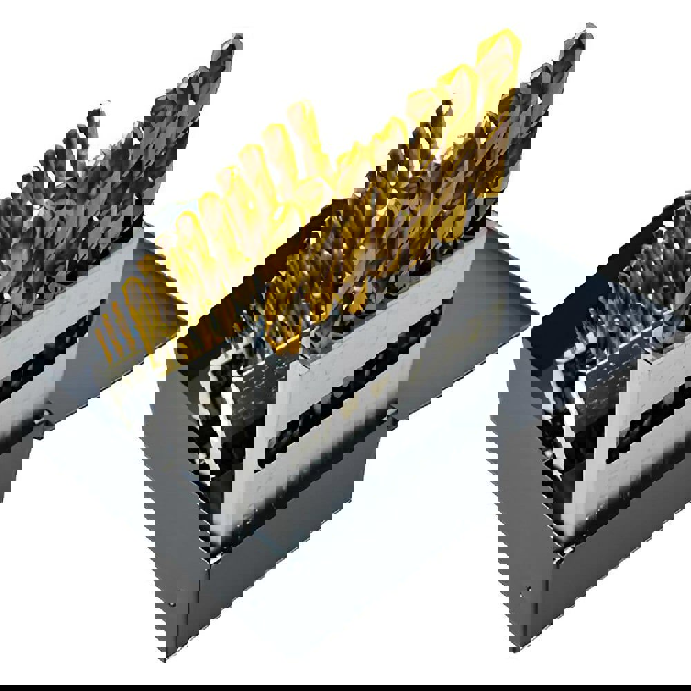 15PC 1350 HS-CO HD Jobber Lgth Drill TiN-Tipped Set